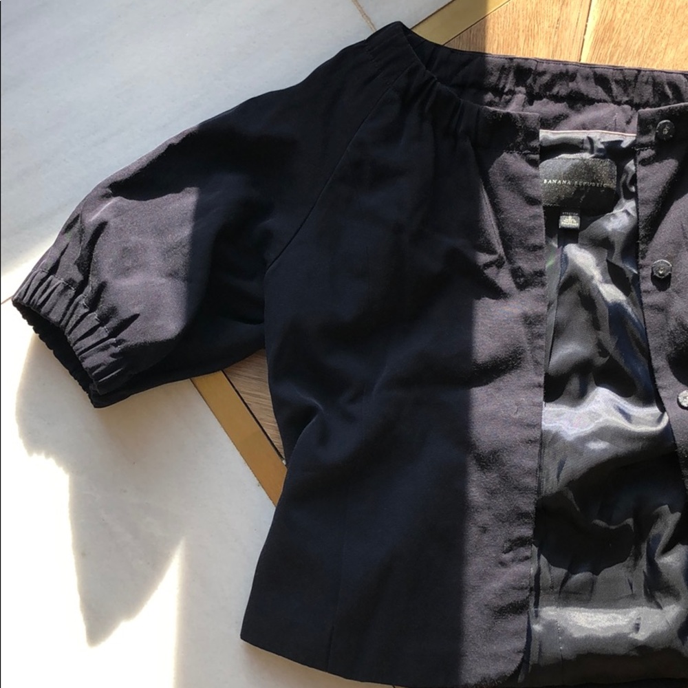 Banana Republic navy blazer with belt loops - Picture 1 of 7